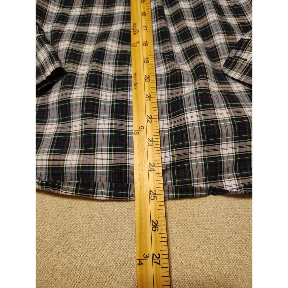 Ralph Lauren Kids Plaid Button Down Shirt Navy Green White L 14-16 RN41381‎ K